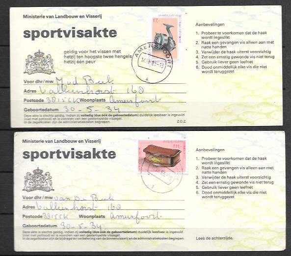 Hengelsport, 2 oude sportvisakten, Ophalen of Verzenden, Gebruikt, Overige typen