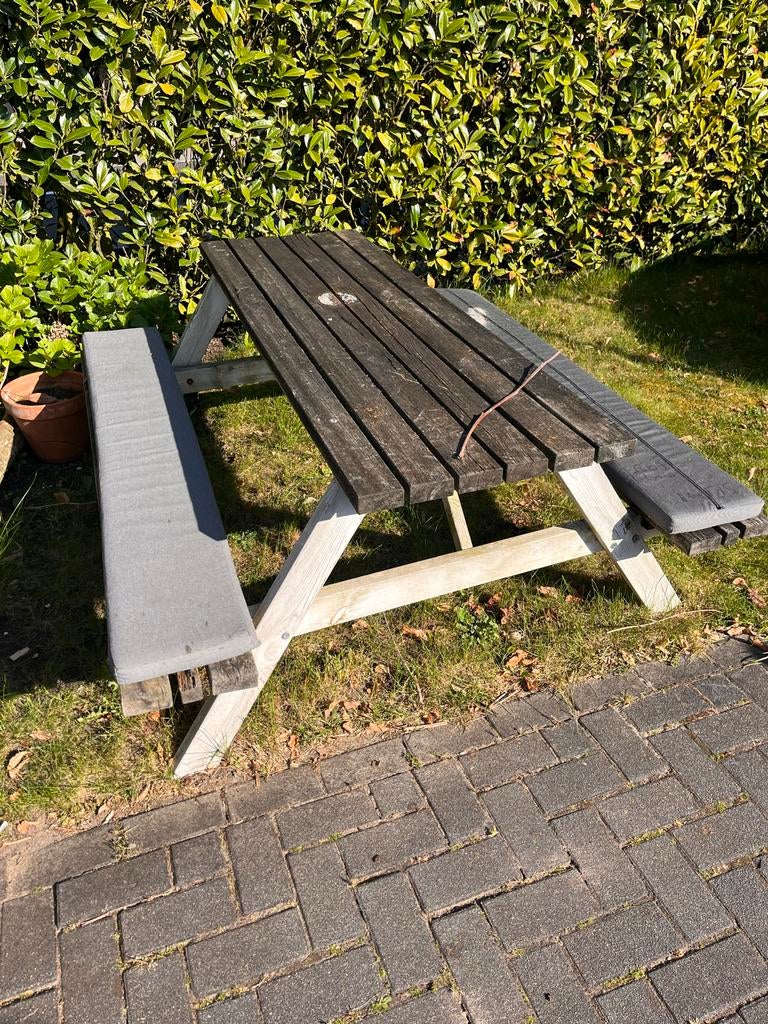 Teab Picknickbank met twee kussens, Tuin en Terras, Picknicktafels, Ophalen, Gebruikt, Rechthoekig, Hout