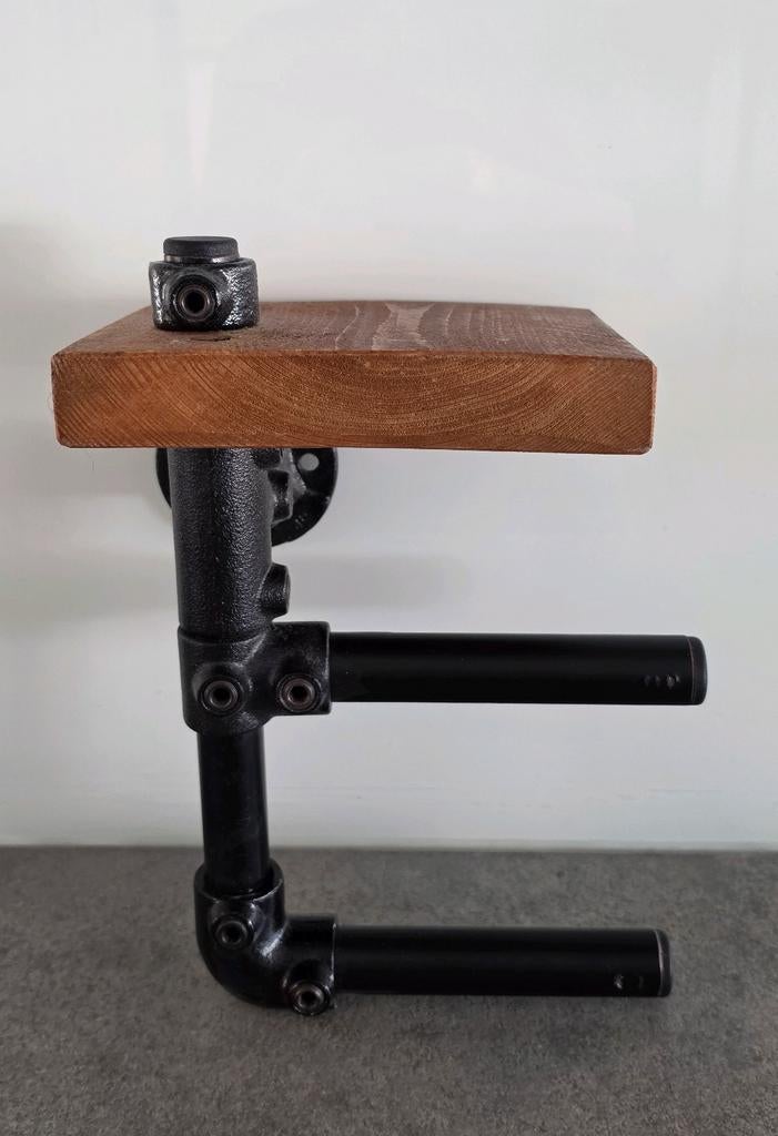Industriële wc rolhouder met plankje, Ophalen, Zwart