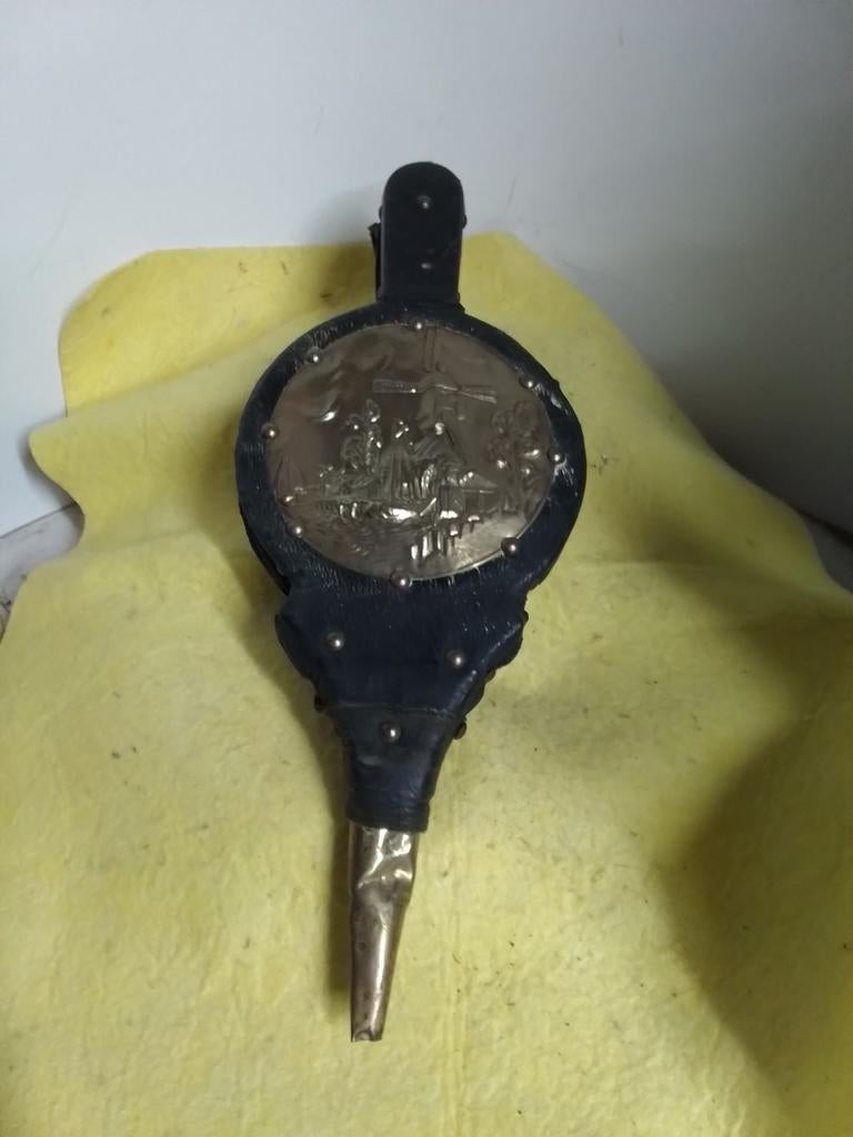 3591) mooi antieke blaasbalg   lang  44cm met tafereel, Antiek en Kunst, Antiek | Gereedschap en Instrumenten, Ophalen of Verzenden