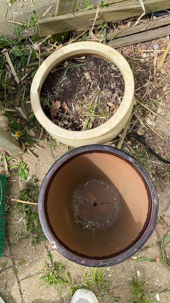 Bloempotten gratis, Tuin en Terras, Ophalen, Gebruikt, 40 cm of meer, Rond