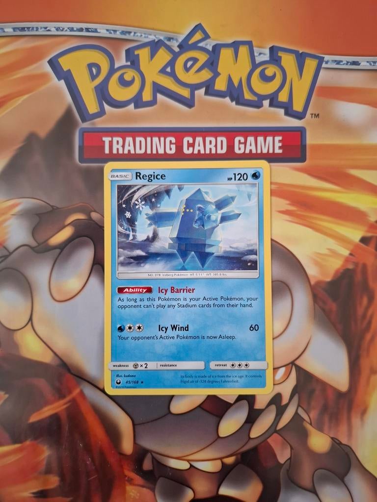 Regice 45/168 rare Sun&moon Celestial Storm pokemon kaart nm, Ophalen of Verzenden, Zo goed als nieuw, Losse kaart