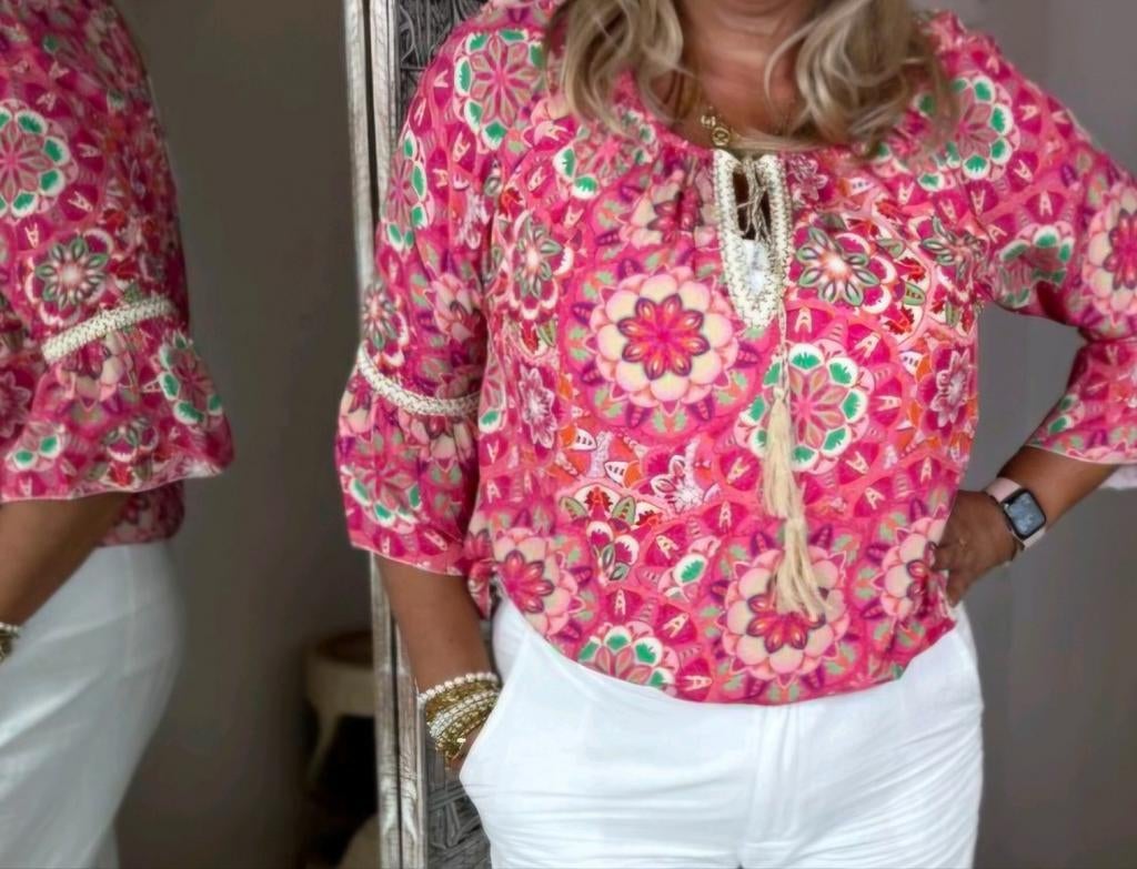 Gemma Ricceri Tuniek - Roze met Bloemenprint, Maat 42/44 (L), Nieuw, Ophalen of Verzenden, Roze