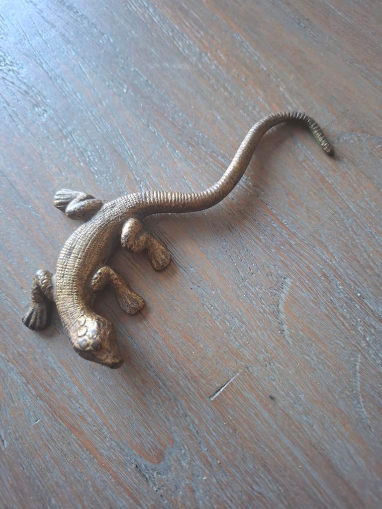 Metalen hagedis decoratie, Antiek en Kunst, Antiek | Woonaccessoires, Ophalen of Verzenden