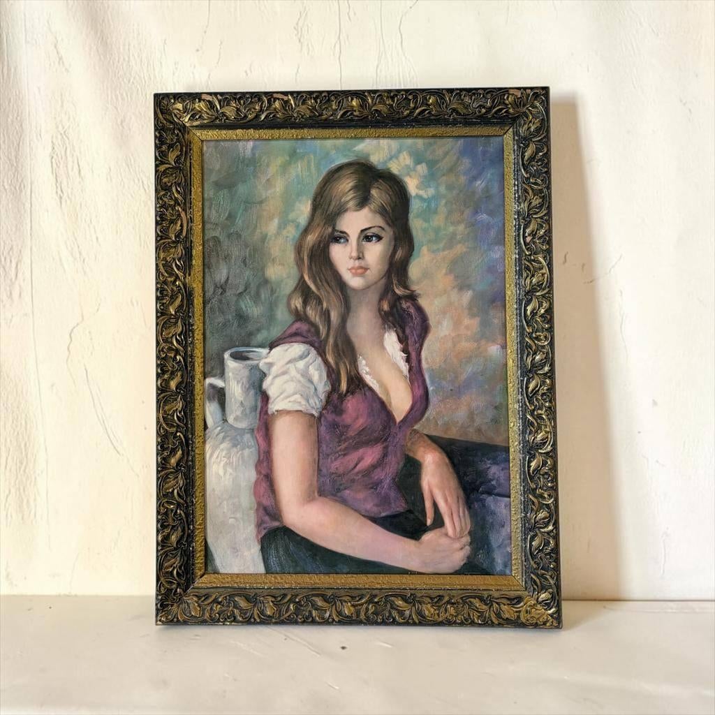 vintage schilderij zigeunerin / wanddecoratie, Ophalen