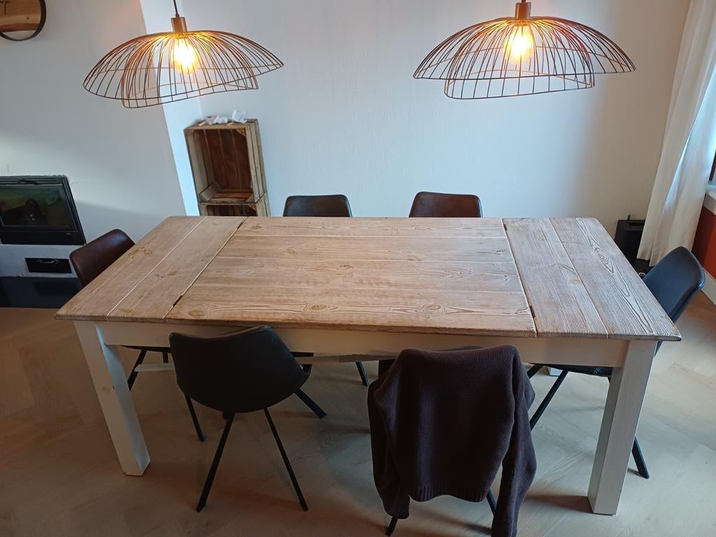 Eettafel met opbergruimte, Huis en Inrichting, Tafels | Eettafels, Ophalen, Gebruikt, 50 tot 100 cm, Landelijk