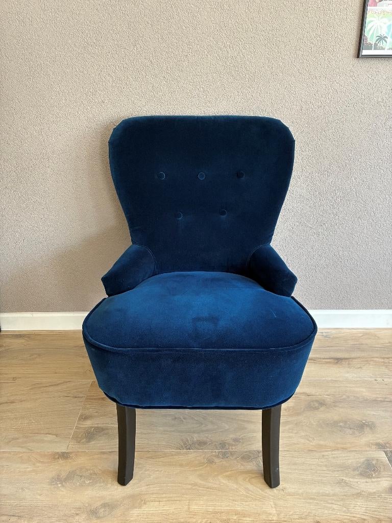 IKEA REMSTA donker groen-blauw fluwelen - set van 2, Huis en Inrichting, Fauteuils, Ophalen, Retro, velvet, cozy, Minder dan 75 cm