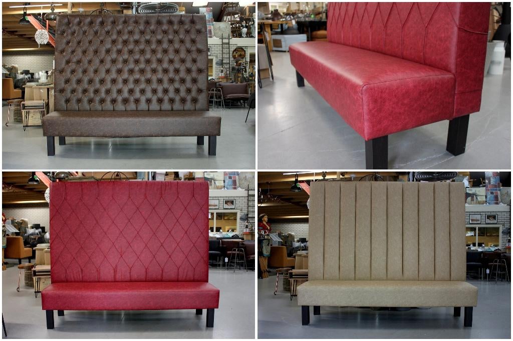 3 x hoge eetkamerbank wandbank mancave horeca restaurant, Ophalen, Zo goed als nieuw, Leer, Vijf, Zes of meer stoelen