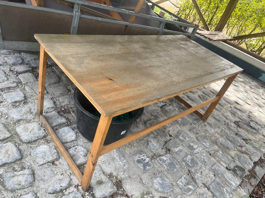 Oude houten tafel, Ophalen, Gebruikt, 100 tot 150 cm, 50 tot 100 cm