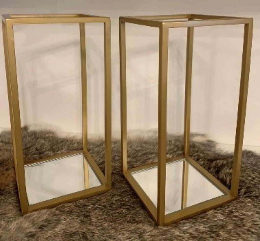 Twee gouden kandelaars in Eric Custer stijl, Gebruikt, Overige kleuren, 25 tot 50 cm, Ophalen of Verzenden