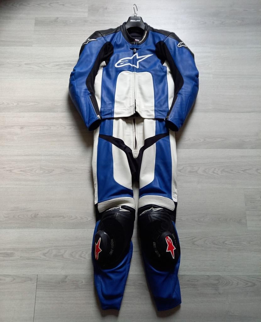 Alpinestars Leren Motorpak Maat 46 - Blauw/Wit/Zwart, Motoren, Kleding | Motorkleding, Ophalen, Alpinestars, Tweedehands, Heren
