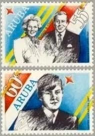 Aruba 1987 - nvph 22-23 - Werkbezoek Koninklijke familie, Ophalen of Verzenden, Postfris