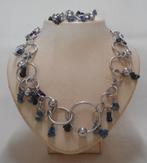 Zilveren set met stenen collier met oorbellen nr.634, Verzenden, Zo goed als nieuw, Zilver, Zilver