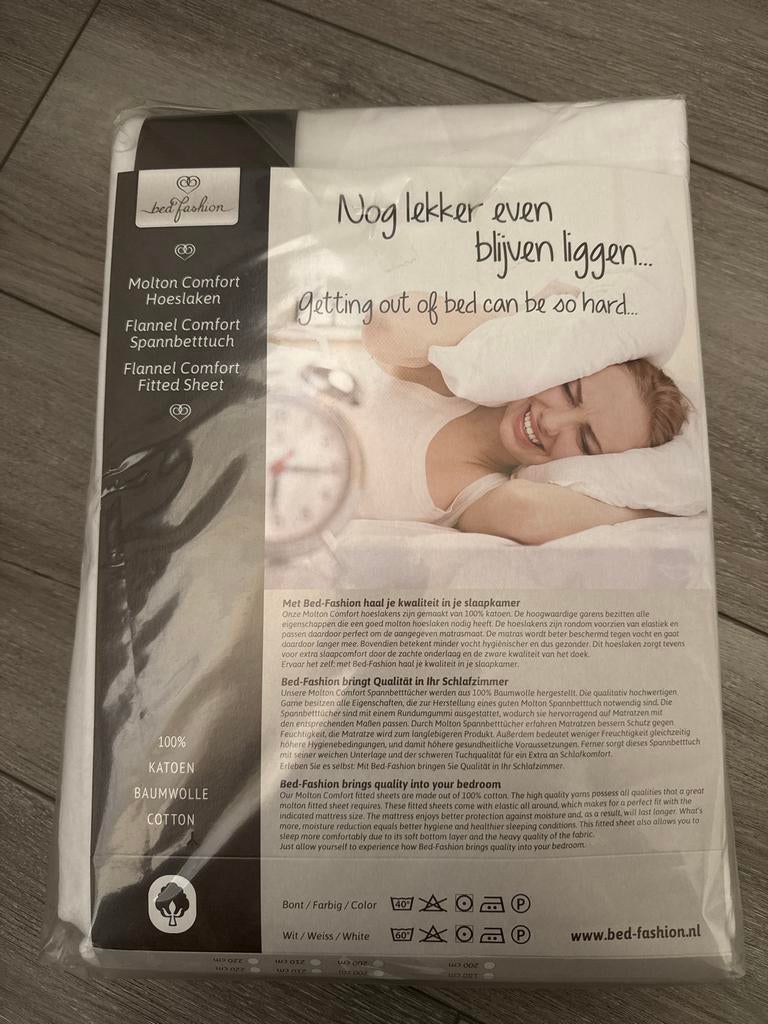 Bedfashion Hoeslaken 120x210 - Molton Comfort, Ophalen, Eenpersoons, Nieuw, Wit