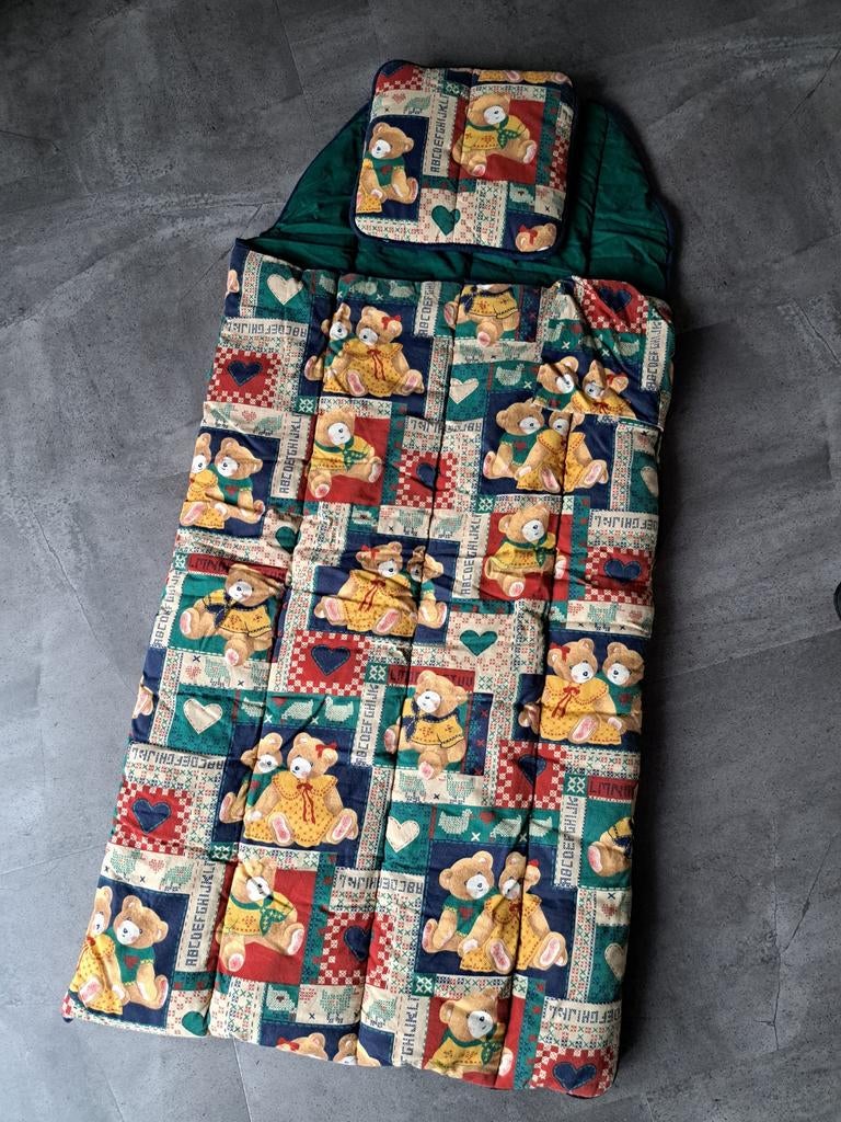 kinder slaapzak met beren print & kussentje., Ophalen of Verzenden, Zo goed als nieuw
