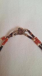 Gouden ketting metbloed kralen, Ophalen of Verzenden, Goud, Goud