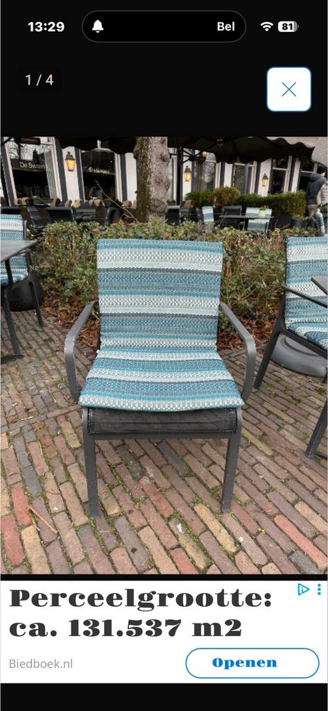 Borek stoeltjes met Ibiza kussens - Zo goed als nieuw, Ophalen of Verzenden, Zo goed als nieuw, Metaal