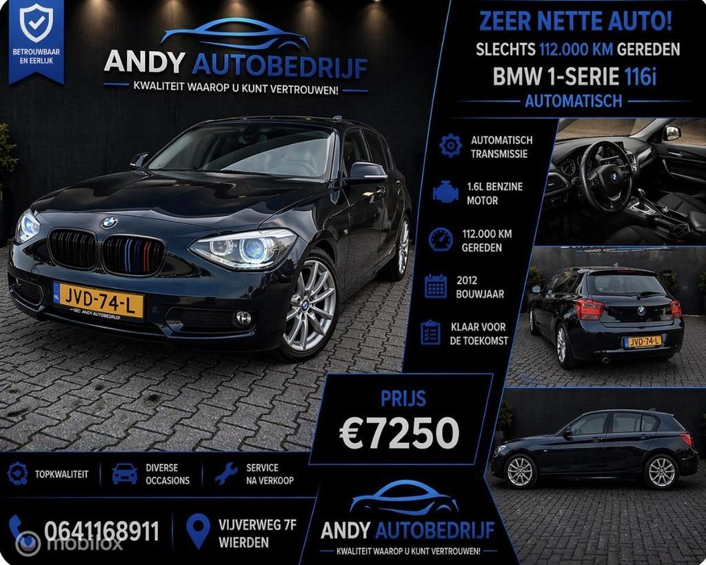 BMW 1-serie 116i Business Urban Line, Auto's, BMW, Euro 5, Gebruikt, 4 cilinders, Blauw