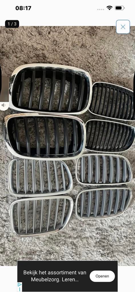 Diverse BMW Nieren Grilles - Glanzend Zwart, Chroom, Grijs, Ophalen, Gebruikt, Voor, BMW