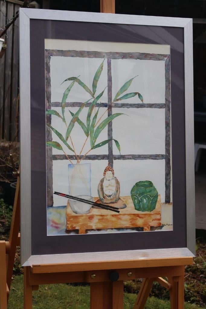 Aquarel Boeddha in lijst, Ophalen
