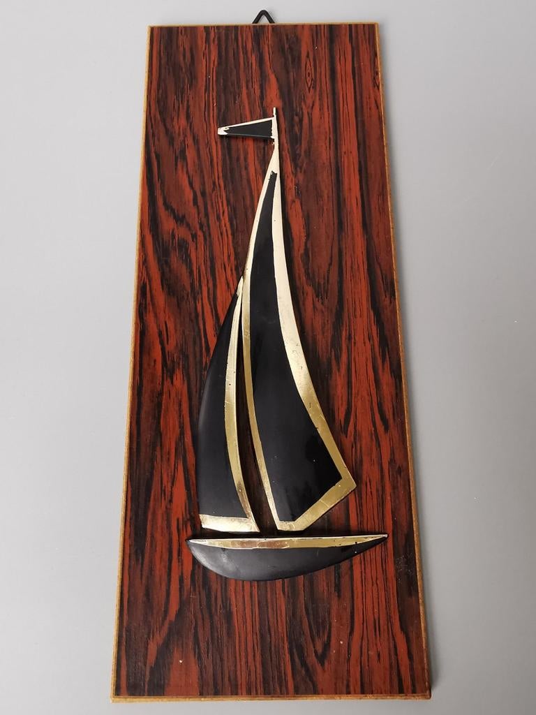 Retro vintage zeilboot wanddecoratie wandobject Mid Century, Verzenden, Huis en Inrichting