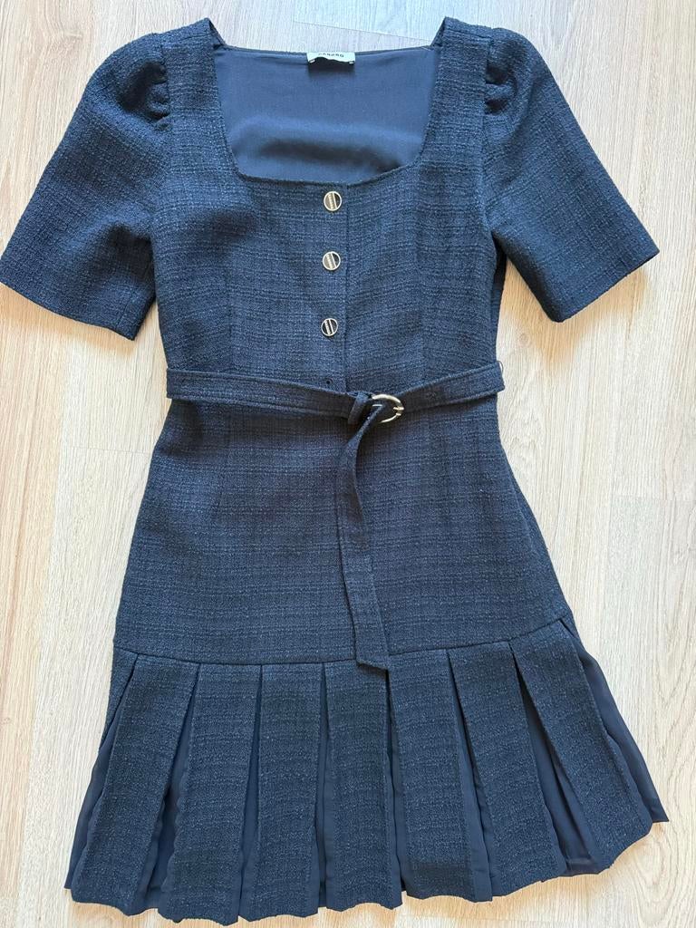 Sandro Tweed-look Jurk Maat 36 (S), Kleding | Dames, Jurken, Ophalen, Zo goed als nieuw, Maat 36 (S), Zwart