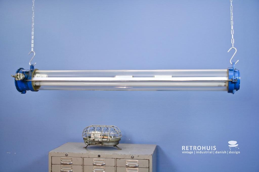 Industriele tube lamp TL lamp vintage industrieel, Ophalen, Gebruikt, Metaal, Minder dan 50 cm