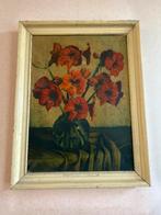 Schilderij met rode bloemen in vaas, Ophalen