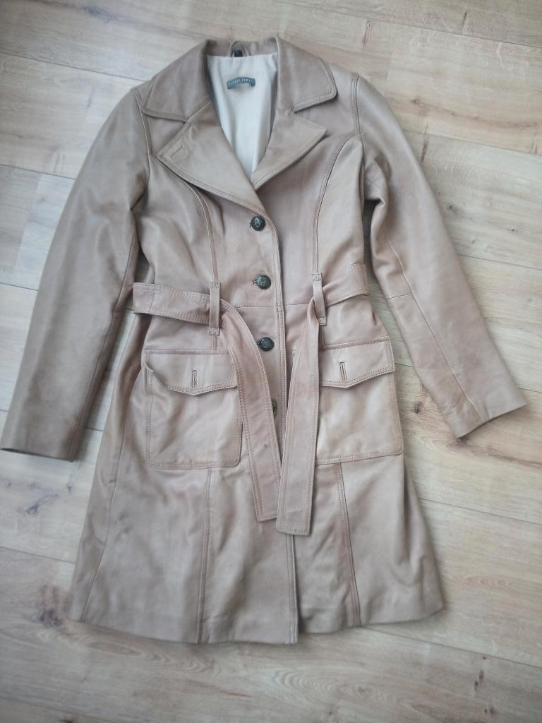 leren jas, Ophalen of Verzenden, Zo goed als nieuw, Maat 36 (S), Beige