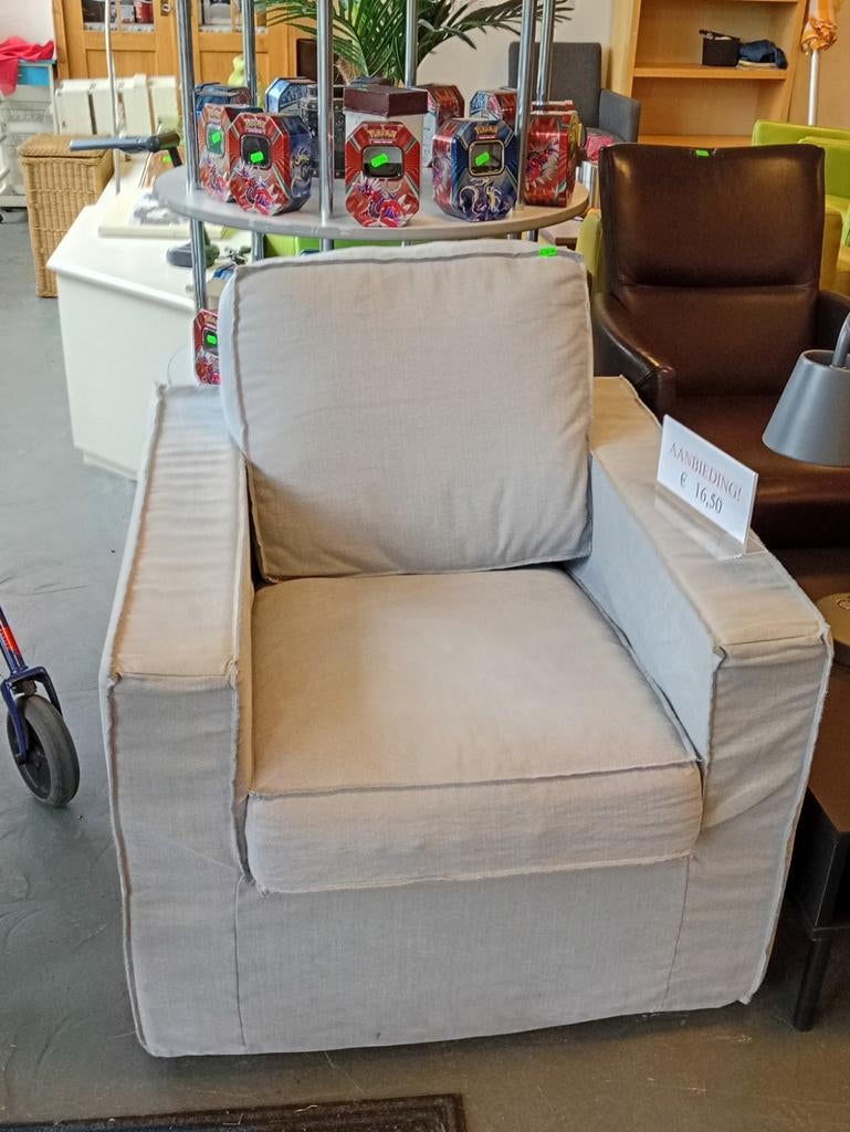Lichtblauwe fauteuil, stoel, Ophalen, 75 tot 100 cm, 50 tot 75 cm