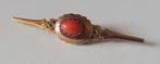 Koopje! Antieke 14 krt gouden broche met bloedkoraal ,incl v, Verzenden, Goud, Broche