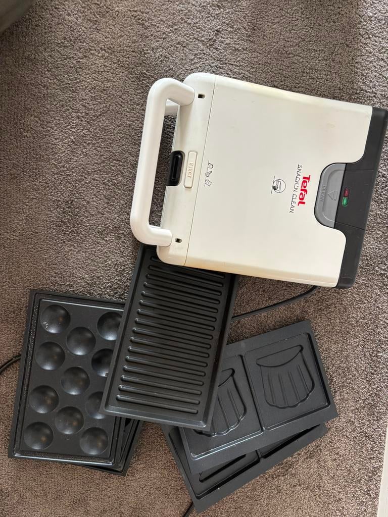 Tefal grilijzer tosti ijzer en poffertjes, Ophalen of Verzenden, Uitneembare platen, Zo goed als nieuw