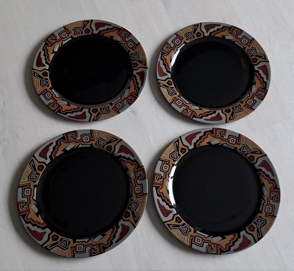 Set van 4 grote (32 cm.) vintage dinerborden Arcoroc/Tampico, Huis en Inrichting, Keuken | Servies, Ophalen of Verzenden, Bord(en)