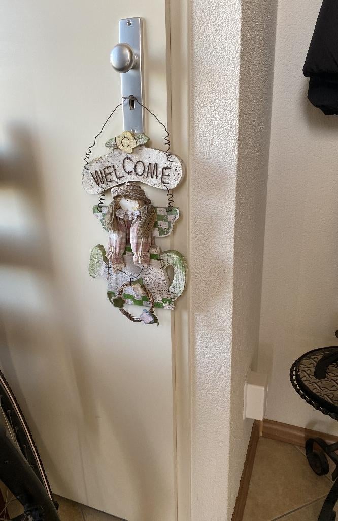 brocant vintage wanddecoratie"WELCOME"(welkomstbord Amerika), Huis en Inrichting, Ophalen of Verzenden, Zo goed als nieuw