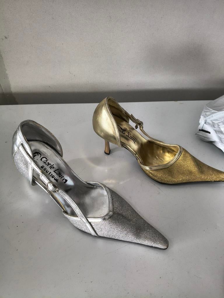 Zilveren en gouden pumps met glitter, Pumps, Overige kleuren, Ophalen of Verzenden, Charlie Laura Boutique