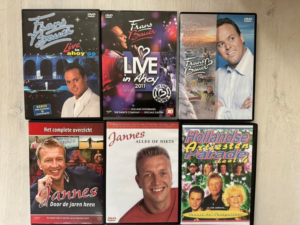 6 Hollandse muziek DVDs  🔴 Frans Bauer, Jannes enz., Alle leeftijden, Ophalen of Verzenden, Zo goed als nieuw