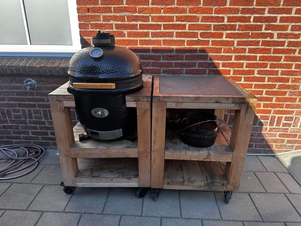 Monolith Classic PRO Kamado + houten buitenkeuken -, Ophalen of Verzenden, Gebruikt, Monolith, Met accessoires