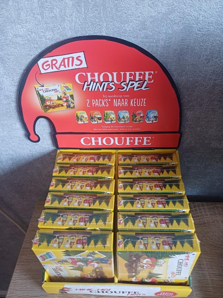 Chouffe Hints Spel Display - Nieuw in verpakking, Verzamelen, Biermerken, Ophalen of Verzenden, Nieuw