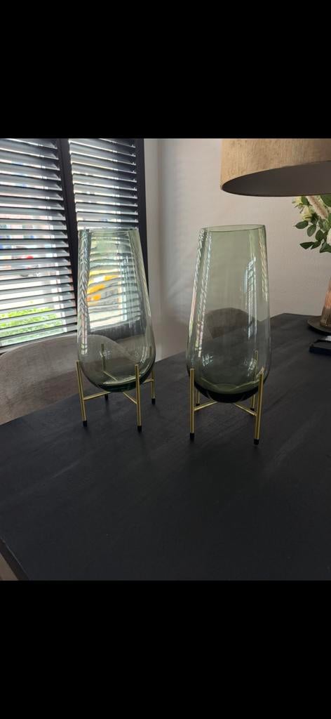 2x Mooie set PTMD vaas 35cm op metaal onderstel, Ophalen of Verzenden, Zo goed als nieuw