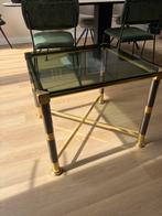 Vintage salontafel met messing en rookglas, Huis en Inrichting, Tafels | Salontafels, Ophalen, 100 tot 150 cm, 50 tot 100 cm, Zo goed als nieuw