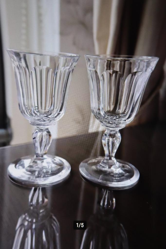 Antieke St Louis Frankrijk kristallen wijnglazen set van 4, Antiek en Kunst, Antiek | Glas en Kristal, Ophalen of Verzenden