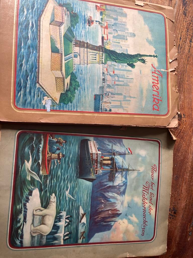 2 oude plaatjesalbums: Amerika en Land der Middernachtszon, Boeken, Prentenboeken en Plaatjesalbums, Ophalen of Verzenden, Gelezen