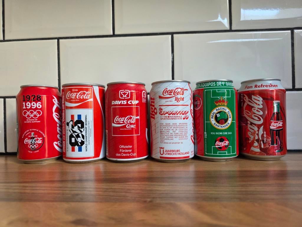 6 Coca-Cola blikjes - Diverse condities, Verzamelen, Merken en Reclamevoorwerpen, Gebruikt, Verpakking, Ophalen of Verzenden