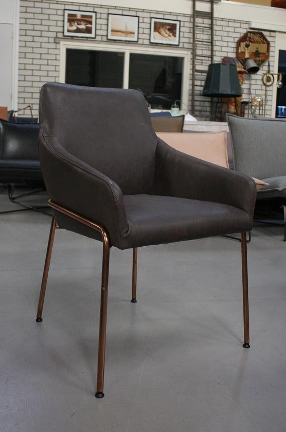 4 x luxe eetkamerstoel Jolly Jess Design leer koper bruin, Ophalen, Bruin, Zo goed als nieuw, Vier