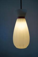 Vintage hanglamp glas mat streeppatroon crème zwart rood, Gebruikt, Vintage, Ophalen of Verzenden, 75 cm of meer