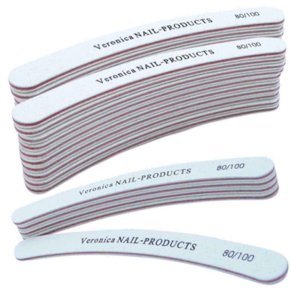 2 +1 Gratis - 25x boomerang nagel vijl # 80/100 - Wit - Krom, Wit, Nieuw, Ophalen of Verzenden, Handen en Nagels