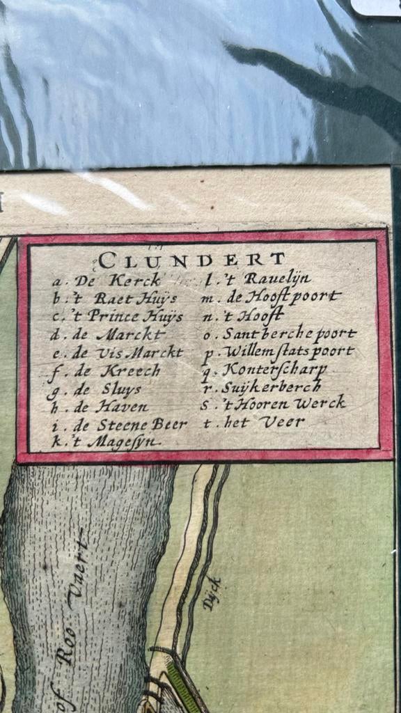 Gekleurde plattegrond Clundert van MZ Boxhornius, Gebruikt, Ophalen of Verzenden, Gebouw, Voor 1940