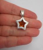 Zilveren vintage ster hanger met gele steen nr.469