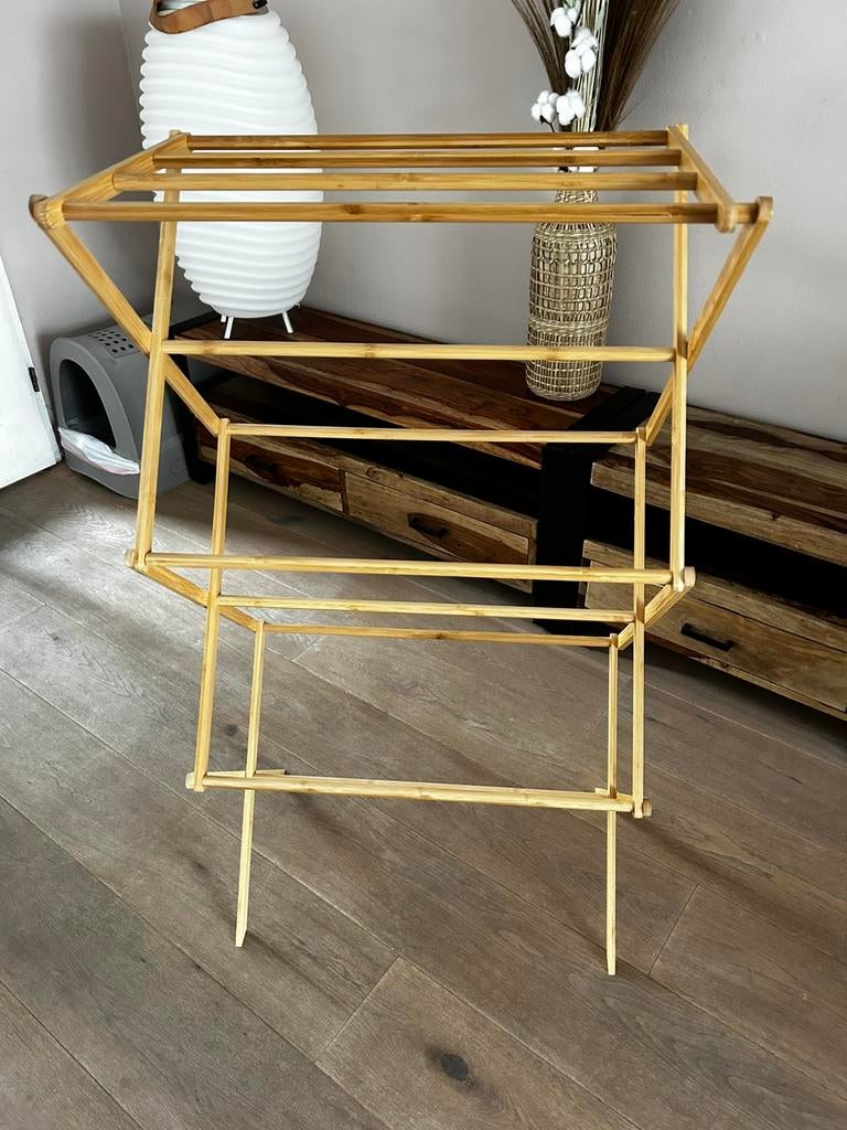 Inklapbaar wasrek Bamboe, Ophalen, 50 tot 100 cm, 75 cm of meer, Nieuw