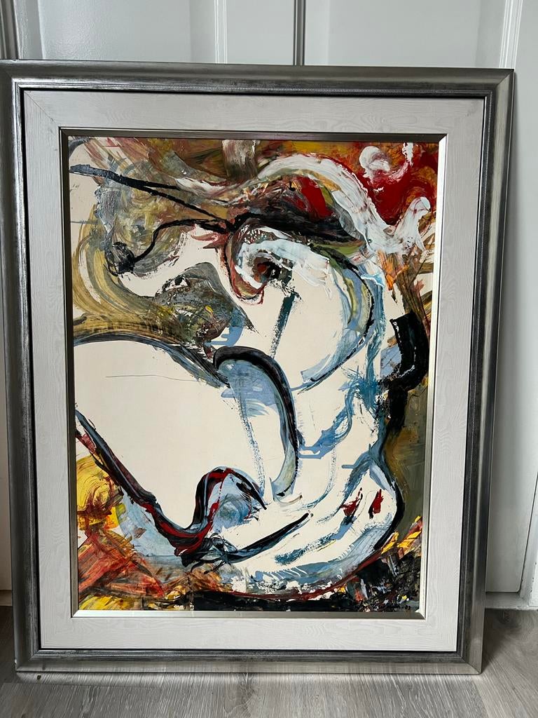 Ingelijst werk Jan te Wierik - Abstracte expressie uit 1983, Antiek en Kunst, Ophalen of Verzenden
